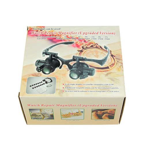 2,5X-25X Multi-Power Doppel LED Lichter Lupe Brille Uhr Reparatur Lupe - Bild 10 von 12