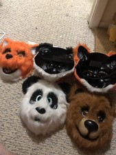 5 Count Lot Spooky Village Jungle Fun Mask One Size Fits Most Adults 2 Fox, 2 P