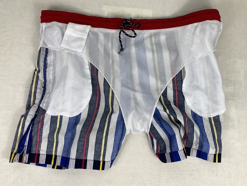 Pantalones cortos de colección Chaps Ralph Lauren baúles tabla bloque de color rayas años 90 para hombre XL - Imagen 8 de 10