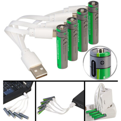 tka 4er-Set wiederaufladbare Batterien Typ AAA,600mWh,schnellladen per USB