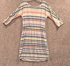 Guess Women's 3/4 Sleeve Dress Multicolor Elastic Waist Size 8 Pre-owned