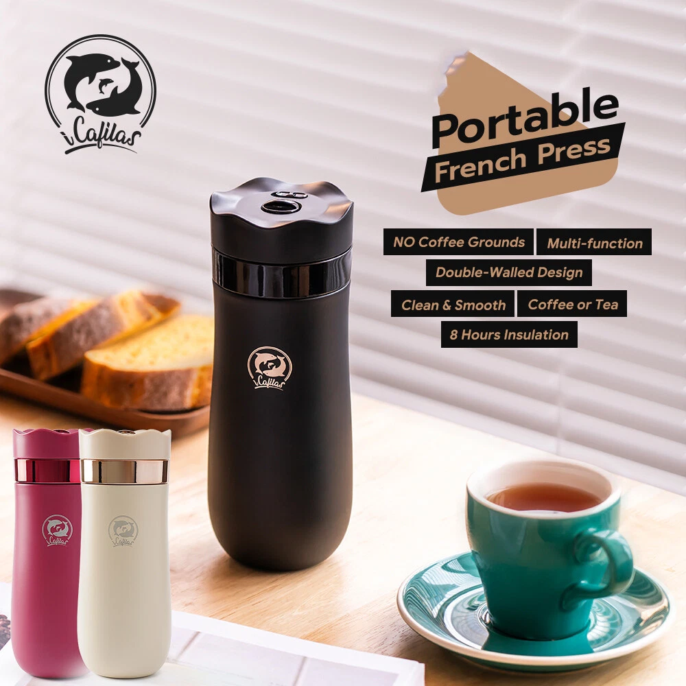Portable French Coffee Press 320ml Coffee Tea Maker Double-Wall 304 Stainless