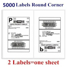 5000 Round Corner Shipping Labels 2/Sheet 8.5 x 5.5 Self Adhesive for Laser Ink