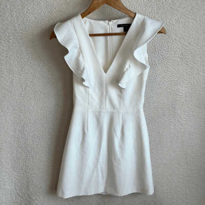French Connection Whisper Dress Womens Size 0 White Ruffle V Neck Minidress | eBay French Connection Whisper Dress Womens Size 0 White Ruffle V Neck Minidress | eBay