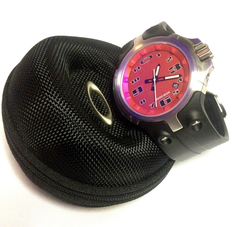 OAKLEY BOTTLE CAP WATCH Swiss Red Dial w/ Brushed Stainless & Zip Vault