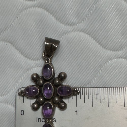 925 Sterling Silver amethyst cross pendant charm 4.37gr Vintage Nikki Butler NB? - Picture 6 of 8