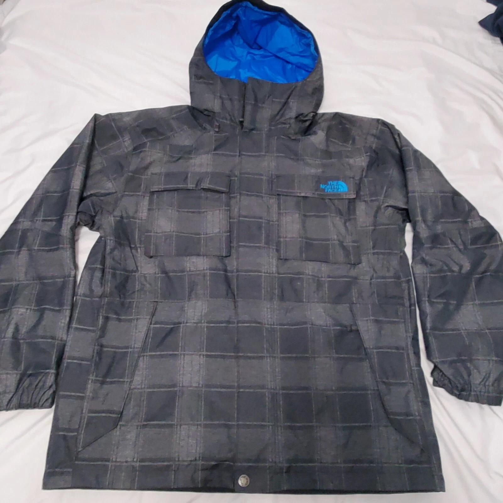 The North Face Hyvent Gray Plaid Men's Snowboard Jacket Waterproof Sz L