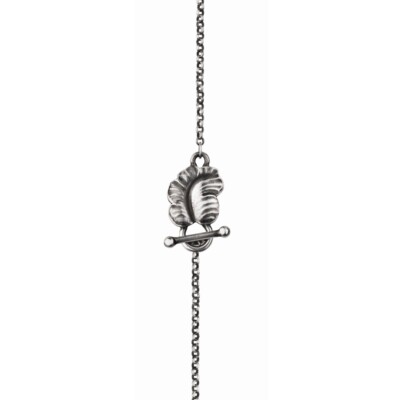 Georg Jensen Silver Pea Chain for Moonlight Grapes Pendants. Small Leaf. 45 cm.