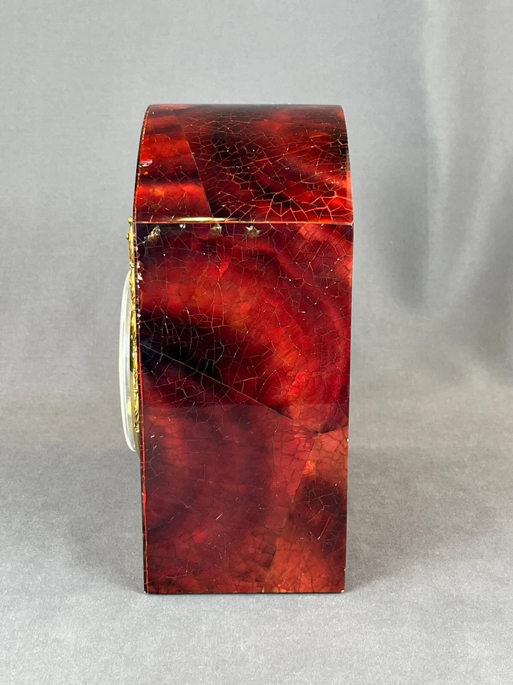 Maitland Smith 棕色 Penshell 镶嵌 8 英寸地幔架时钟带 Ormolu 底座 — 第 4/4 张图片