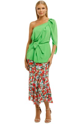 KITX Silk Lush Nature Drape Top Green Workwear Size 10 AU Pre owned
