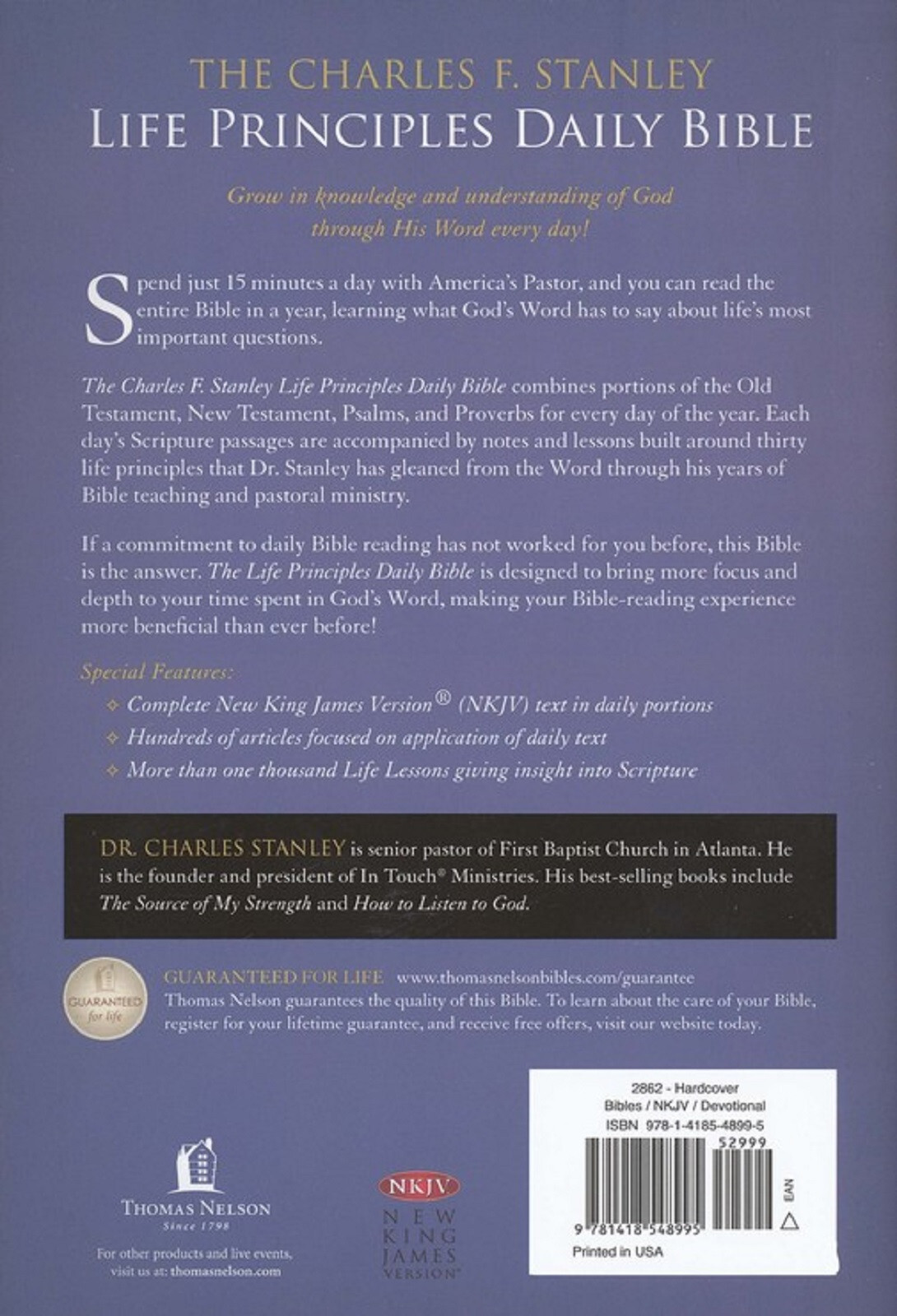 Charles F. Stanley Life Principles Daily Bible by Thomas Nelson