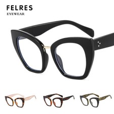 Women Large Frame Anti-Blue Light Cat Eye Eyeglasses Clear Lens Oversize Glasses