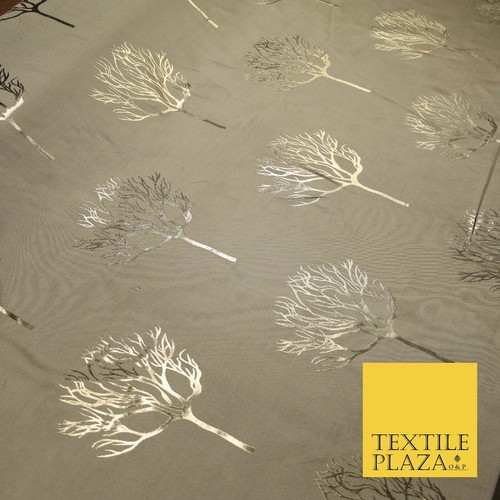 Luxury Autumnal Leafless Tree Metallic Gold Jacquard Brocade Fabric 6 COLOURS - Picture 15 of 21