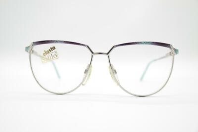 Vintage Safilo Elasta 13 846 Silber Violett Grün oval Brille Brillengestell NOS