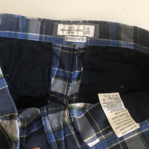 Pantalones cortos de tiro bajo Abercrombie & Fitch Y2K 00s? Talla 00 Cuadros Blanco Azul - Imagen 7 de 15