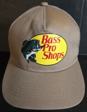 Bass Pro Shops Men's Beige Tan Mesh Snapback Trucker Gone Fishing Hat - Stain