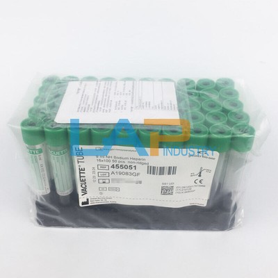 QTY50（1BAG) NEW 455051 Vacuum blood vessel 9ml heparin sodium anticoagulant tube