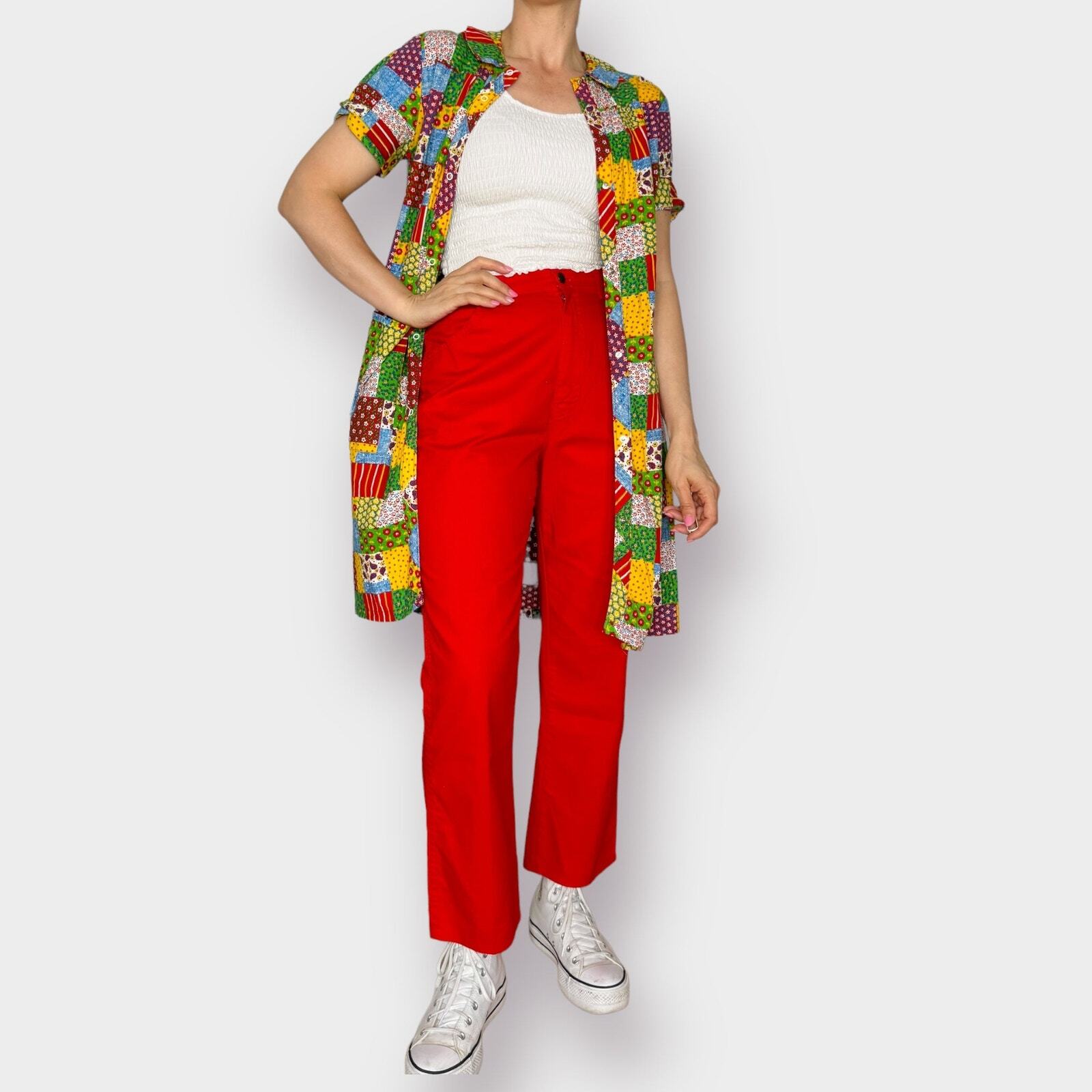 70s Patchwork Print House Coat - image 7