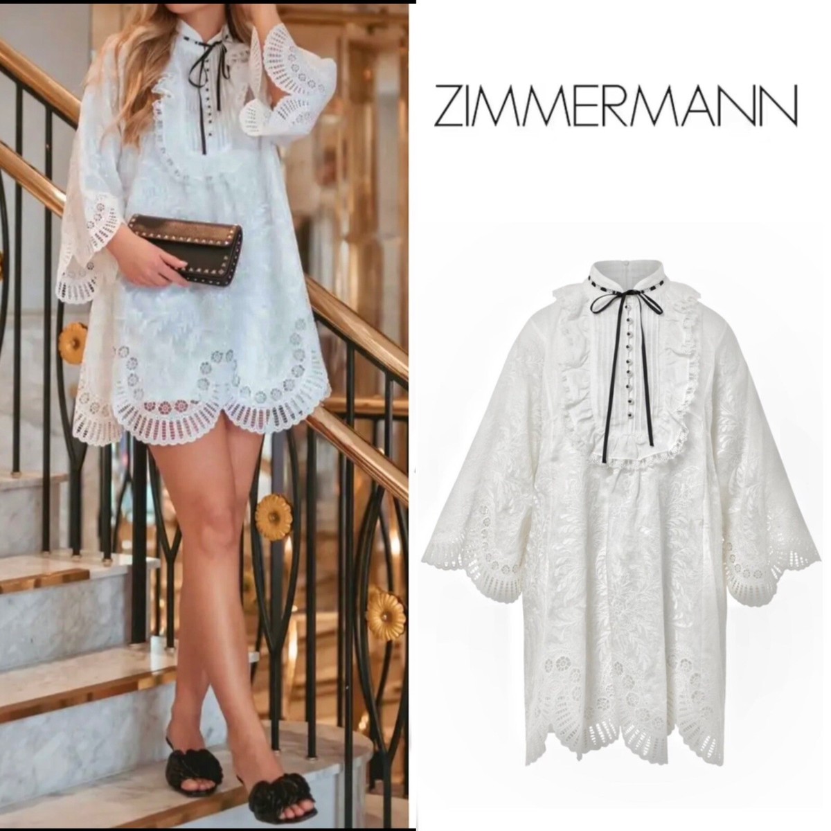 NWOT $1,600 Zimmermann Dancer Tie Neck Linen Voile