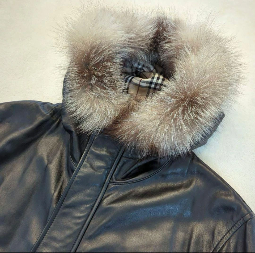 Giacca di pelle Burberry Black Label cappuccio pelle di agnello taglia US M autentica