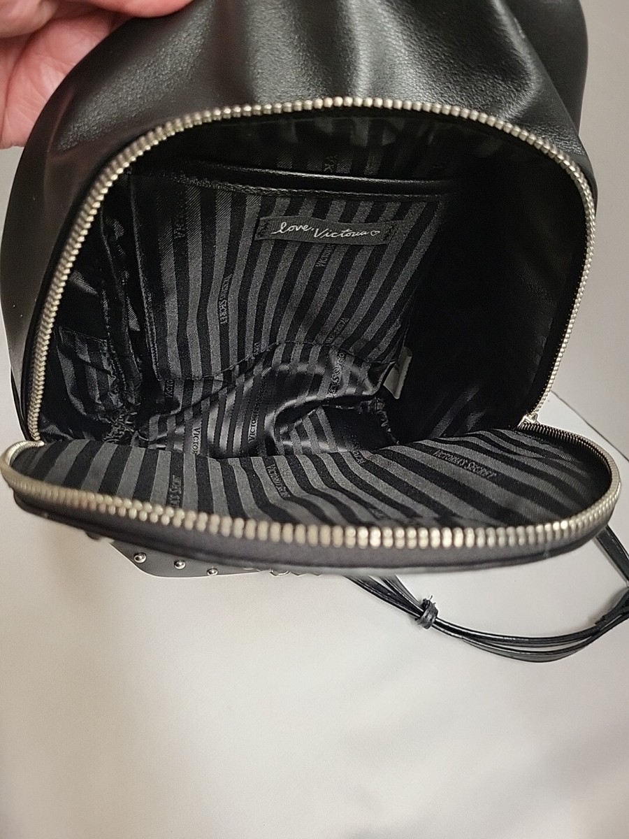 Victoria Secret Black Embellished Backpack New Victoria Secret Black Velvet Studded Backpack - New | eBay main image 3