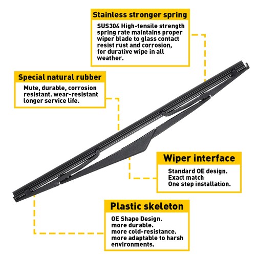 Rear Wiper Arm & Blade For 2012-2018 Ford Focus hatchback Back Windshield Wiper - Picture 3 of 12