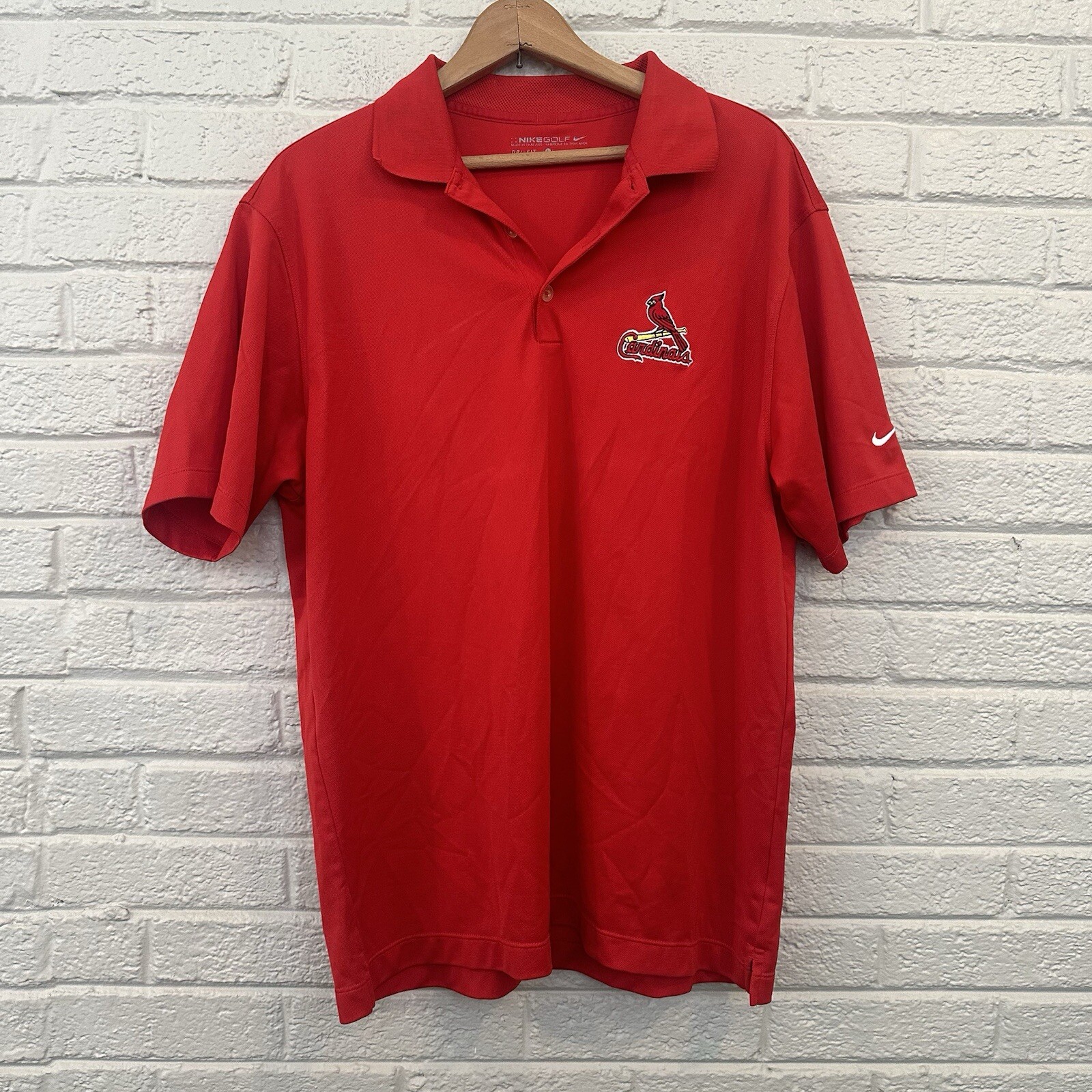St Louis Cardinals Nike Dri-Fit Mens Polo Shirt Large Red Short Sleeve MLB thumbnail 2