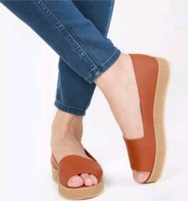 Melissa Puzzle Ad Flat Platform Jelly Shoes Orange Brown Women's Size 