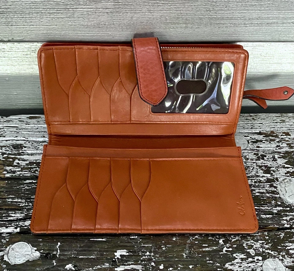 Бумажник-конверт дорожный на молнии COLE HAAN оранжевый кожаный - Изображение 2 из 3