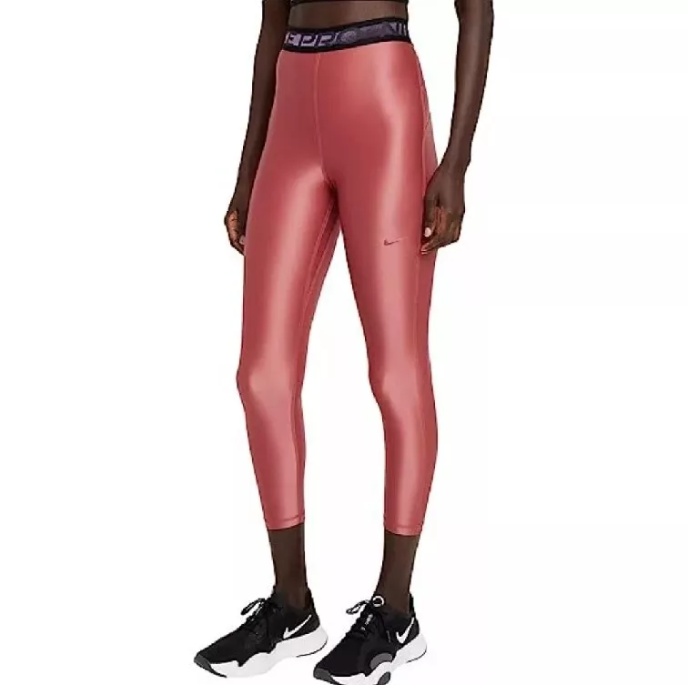 NWT Nike Pro Cool Rose Shiny High Rise Tight Fit 7/8 Leggings XXS MSRP $55!!