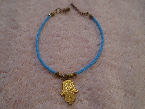 Hamsa Hand of God Jewish Kabbalah Judaica Blue Beaded Bracelet - Picture 3 of 4