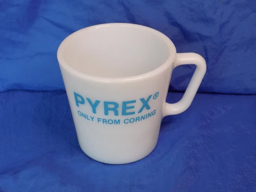 Pyrex PROMOTIONAL 10oz Coffee Mug Milk Glass 'Only From Corning' Vintage