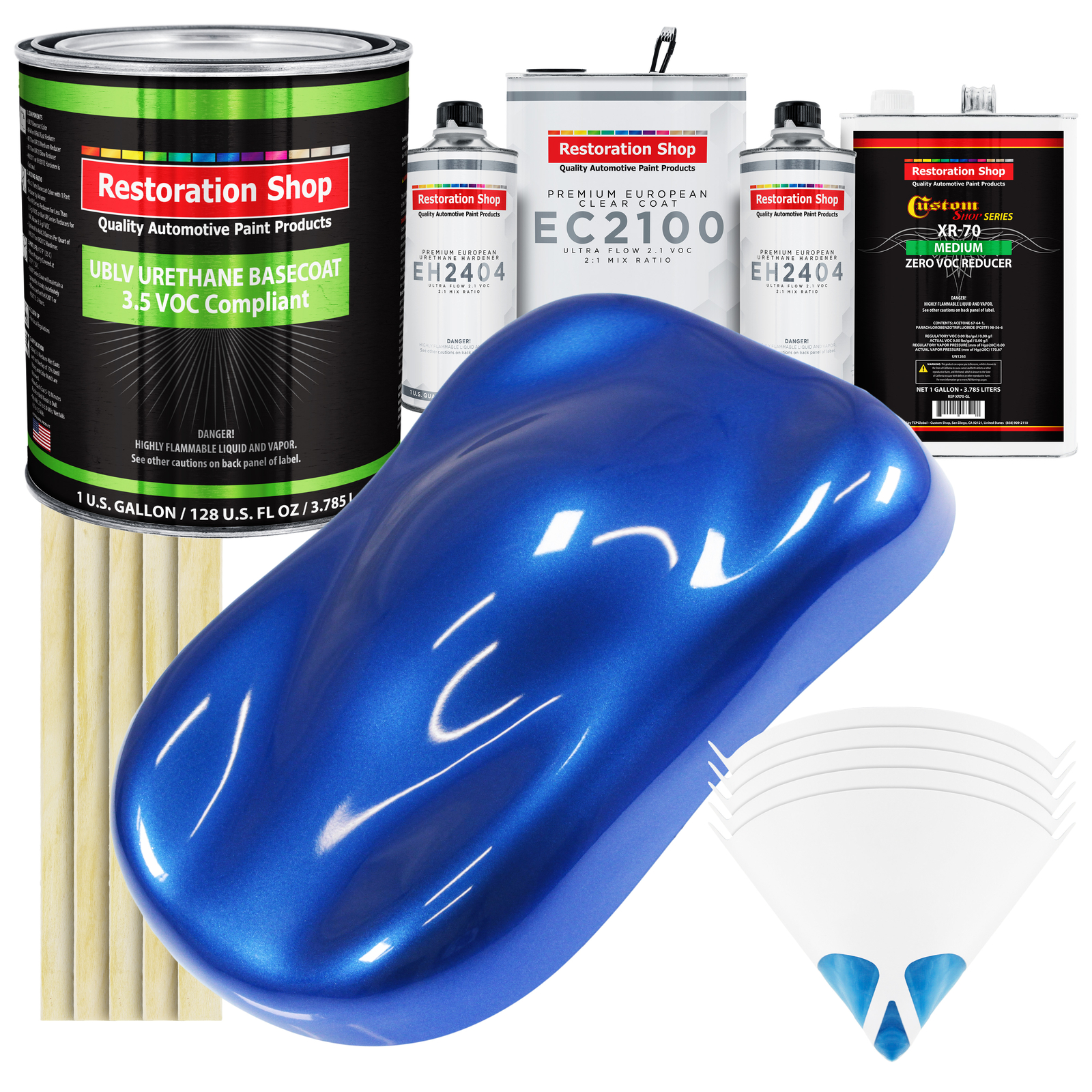 Daytona Blue Pearl Low VOC Urethane Basecoat Gallon Kit with Euro Clear Coat