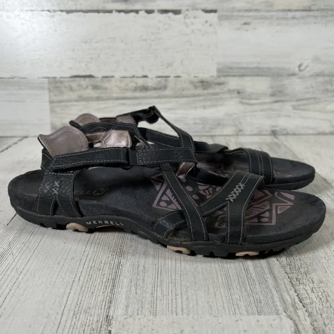 Sandali da trekking Merrell da donna in pelle lilla neri taglia 8 J289635C