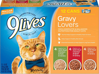 9Lives Gravy Favorites Wet Cat Food Variety Pack, 5.5 Ounce Pack of 12
