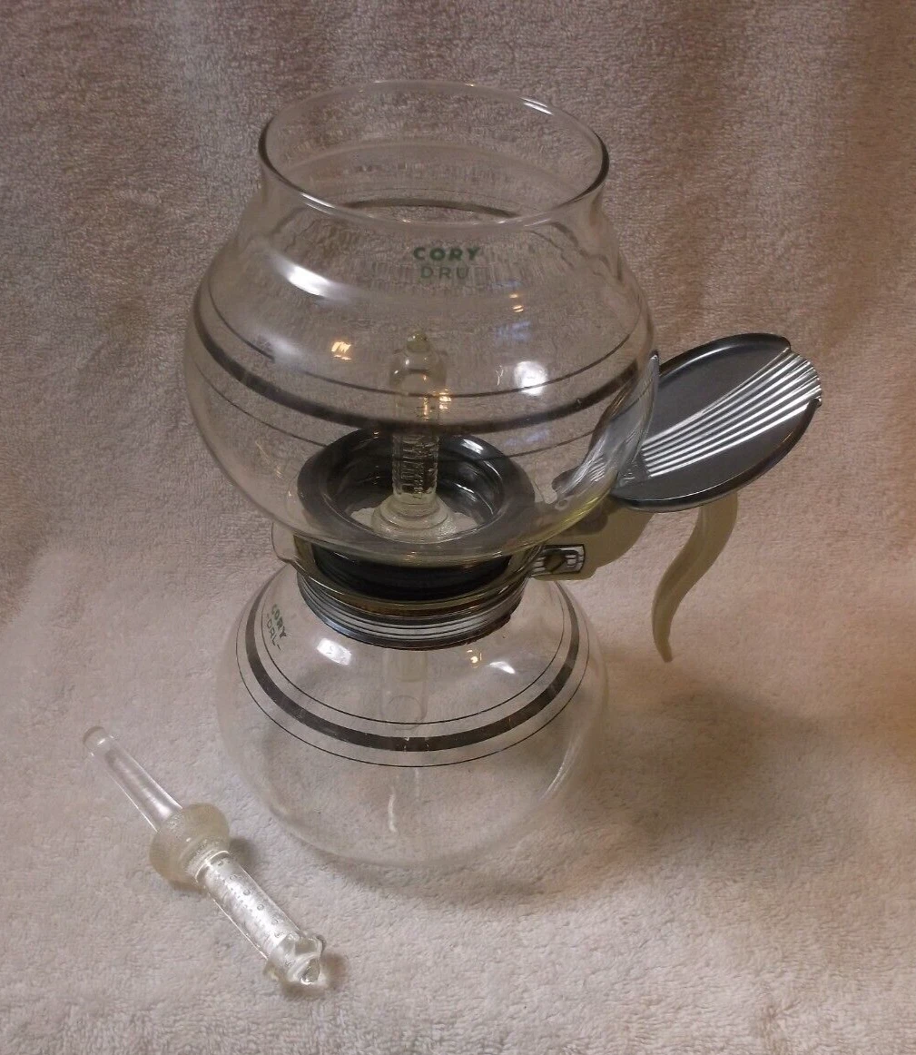 Cory Dru Stove Top Double Bubble Vacuum Coffee Pot 2 Glass
