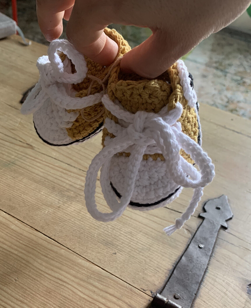 Patucos Bebe Tipo Converse Recién Nacido 0/3 Crochet Zapato Sport Deporte