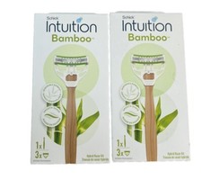Lot of 2 Schick Intuition Bamboo Razors - 1 razor, 3 cartridges in each - NEW