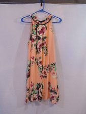 Lila Clothing Co Peach Floral Print Summer Beach Dress Medium