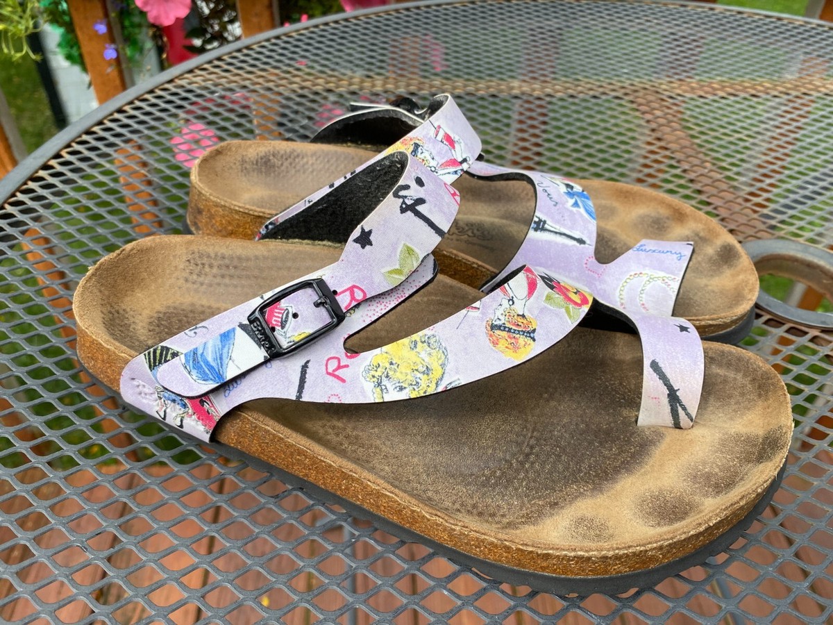 Birkis Fuji Paris Retro Womens Sandals Multicolor White Size 38 US