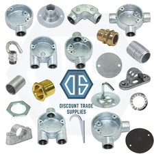Metal Conduit Boxes 20 25 32mm Bends Elbows Tees Galvanised Fittings Accessories