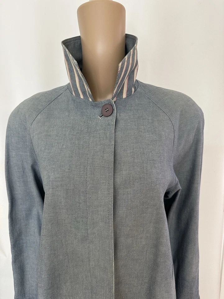 Plumero gabardina JG Hook talla M/L hecho en EE. UU. azul forrado con cinturón de colección para mujer Foto 2 de 4