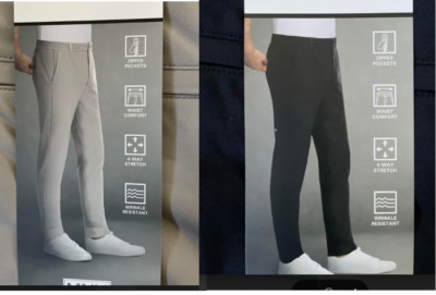 Marc New York Mens 4-Way Stretch Slim-Fit Commuter Pants Grey 36 38 Inseam 29-34