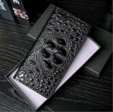 Mens RFID Blocking Wallet Vintage Genuine Leather Long Wallet Credit Card Holder