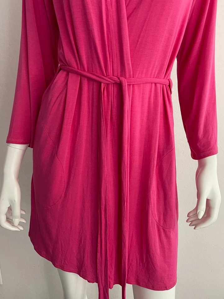 Bata Josie Natori S Rosa Modal Jersey Elastizada Manga Larga Hasta la Rodilla Foto 3 de 4