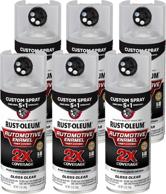 Rust-Oleum 2X Automotive Enamel Custom Spray 5-In-1 Spray Paint, 12 Oz, Gloss Cl