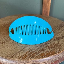 Vintage 80s Banana Clip Combs Turquoise Aqua Blue Ponytail Cincher Retro 2pc Set