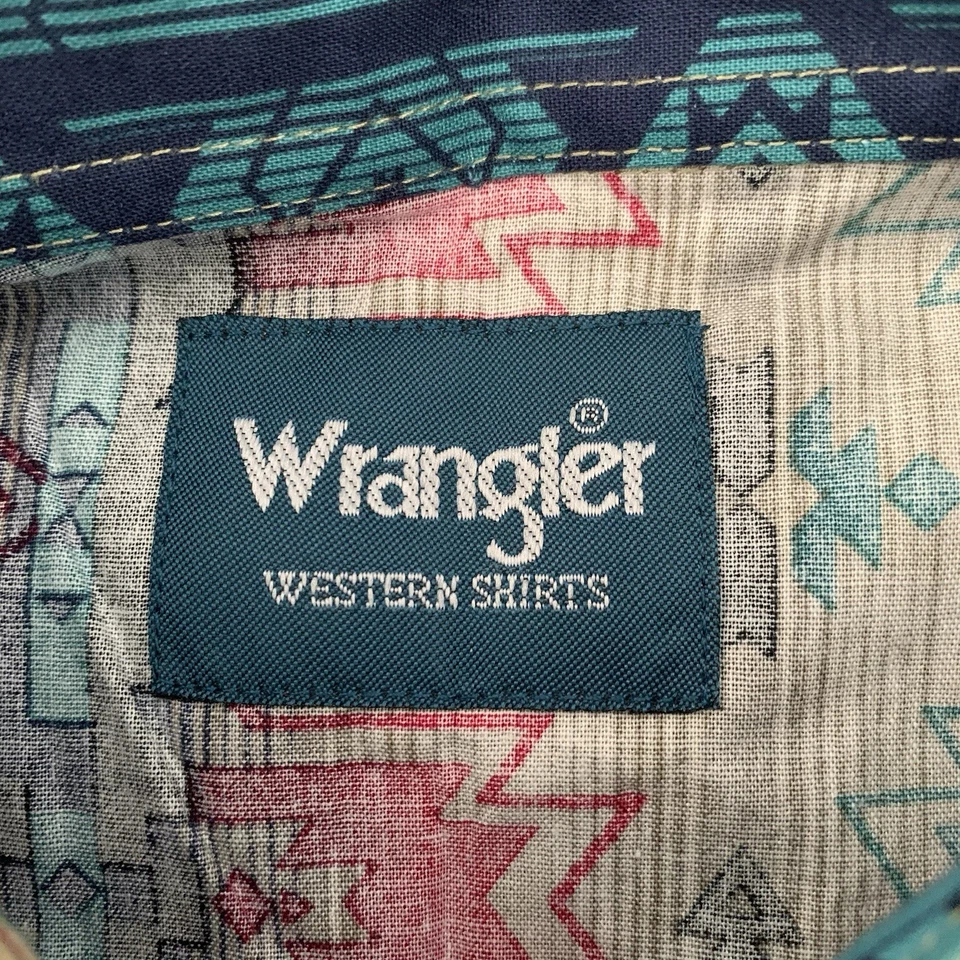 Wrangler Brush Popper Snap Shirt Mens Large Southwestern Striped Aztec Cowboy - Image 3 of 4