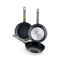 BRA Life | Set Mit 3 Bratpfannen 18–22–26 Cm, 100 % Zertifiziertes Recyceltes Al