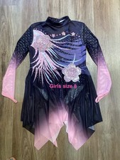 ice skating dress girls size 8 pink , black and gray